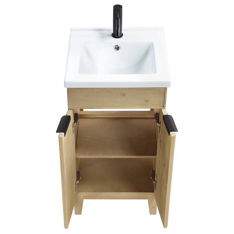 Palos Single Bath Vanity with Ceramic Basin Top without Mirror