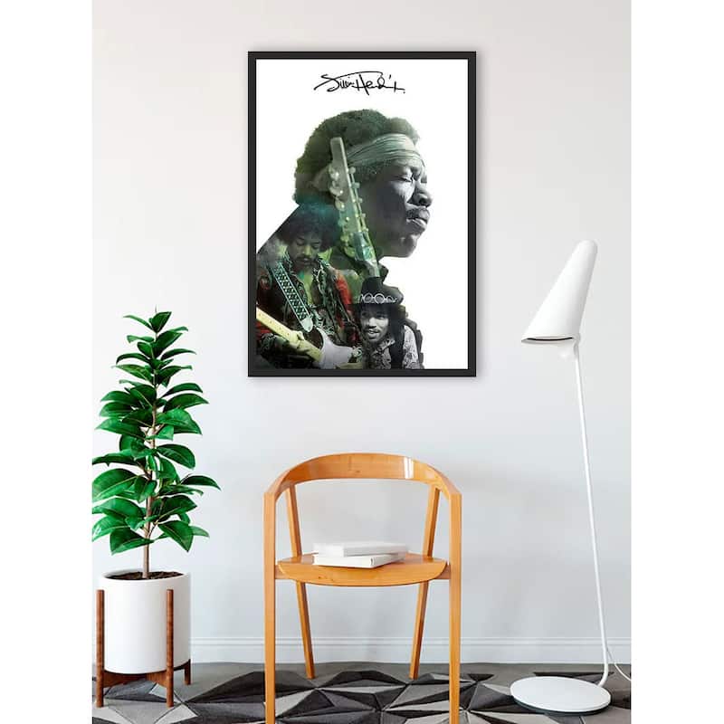 Jimi Hendrix - Double Exposure Framed Art Poster - 24 x 36 Inch