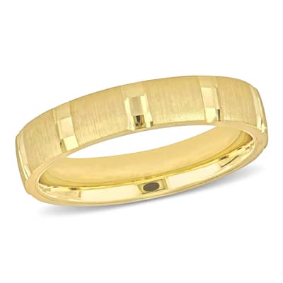Miadora Brushed and Polished Finish Wedding Band in 14k Yellow Gold