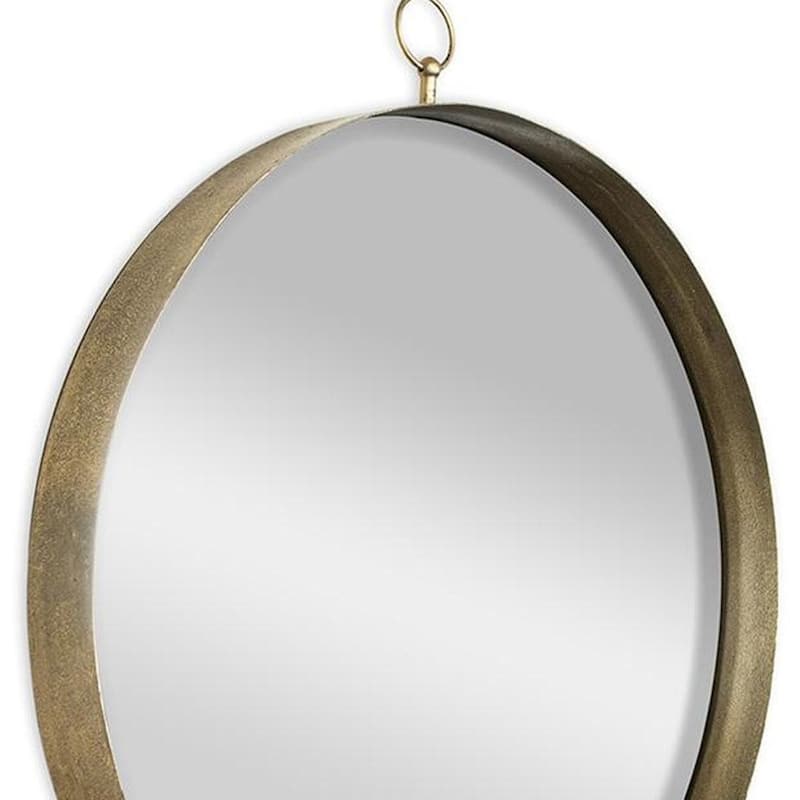 HomeRoots 34" Gold Round Iron Framed Accent Mirror - 30' X '34' X '1