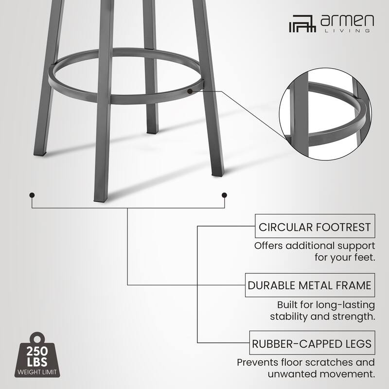 Lorin Upholstered Swivel Counter/Bar Stool in Faux Leather with Arms