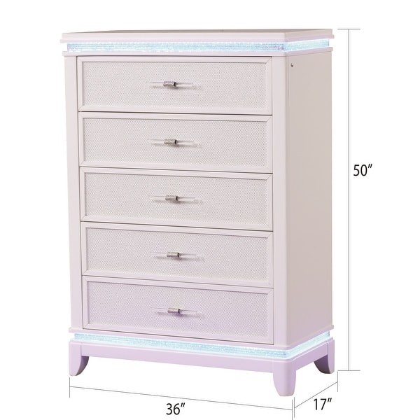 dimension image slide 0 of 6, Opium Modern Style 4PC/5PC Bedroom Set with Crystal Accents and Ambient LED Glow