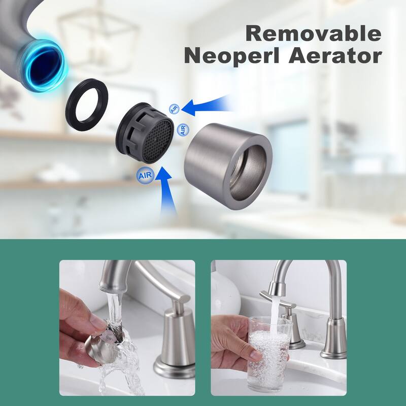 WOWOW 8 in. Widespread Double Handle Bathroom Sink Faucet