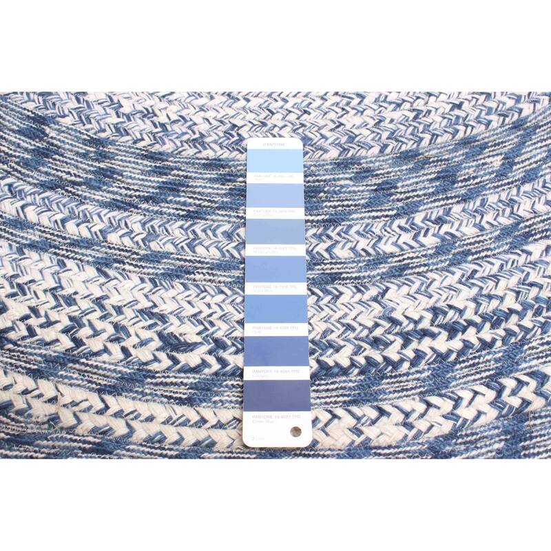 ECARPETGALLERY Braid weave Sienna Blue Wool Rug - 4'10 x 4'10