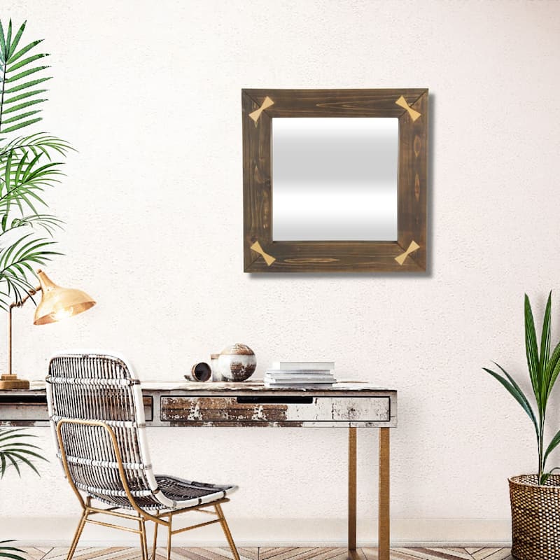 Beloitte Brown Wood Square Accent Mirror