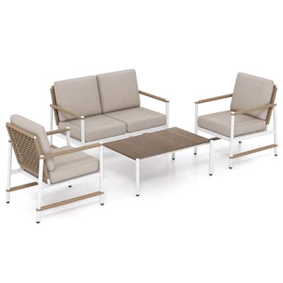 4/8 PCS Patio Furniture Set Outdoor Aluminum Conversation Set