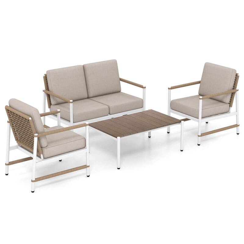 Costway 4/8 PCS Patio Furniture Set Patio Loveseat Sofa with a Coffee