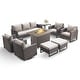 preview thumbnail 59 of 104, Gymojoy Outdoor Fire Pit Conversation Set, Patio Furniture with Cushions 9 PCS - Brown Wicker / Beige Cusion