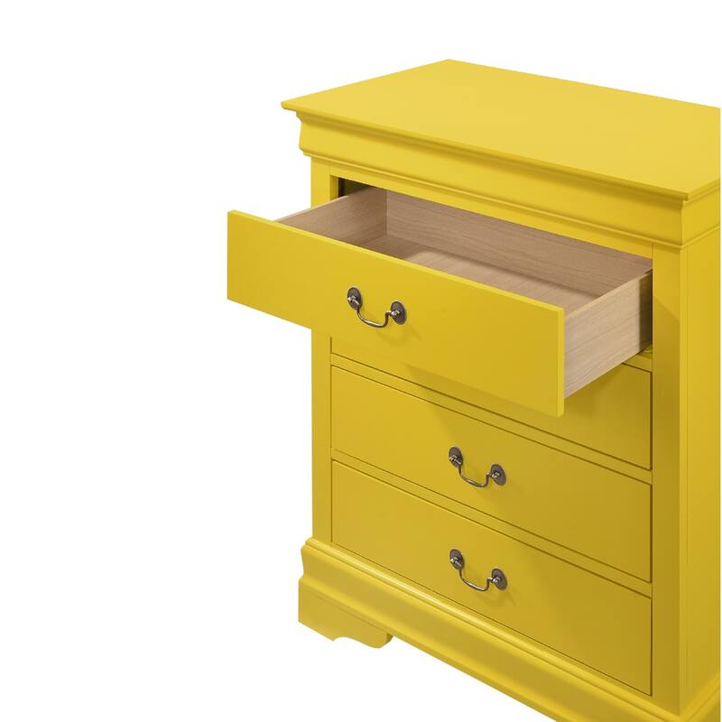 4-Drawer Wooden Bedroom Chest - 41" - Yellow