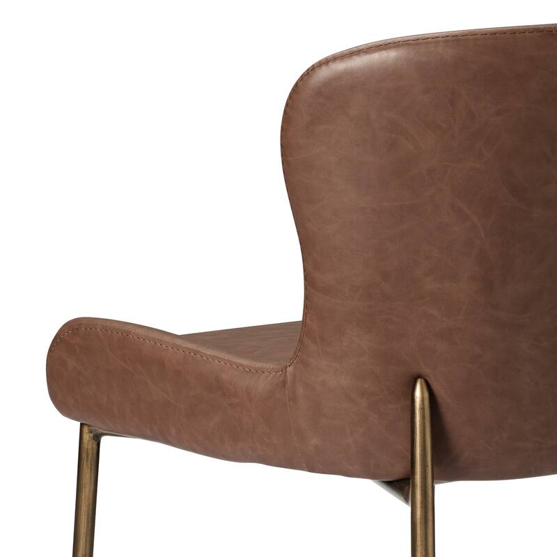 Maven Lane Naomi Metal and Vegan Leather Kitchen Dining Stool