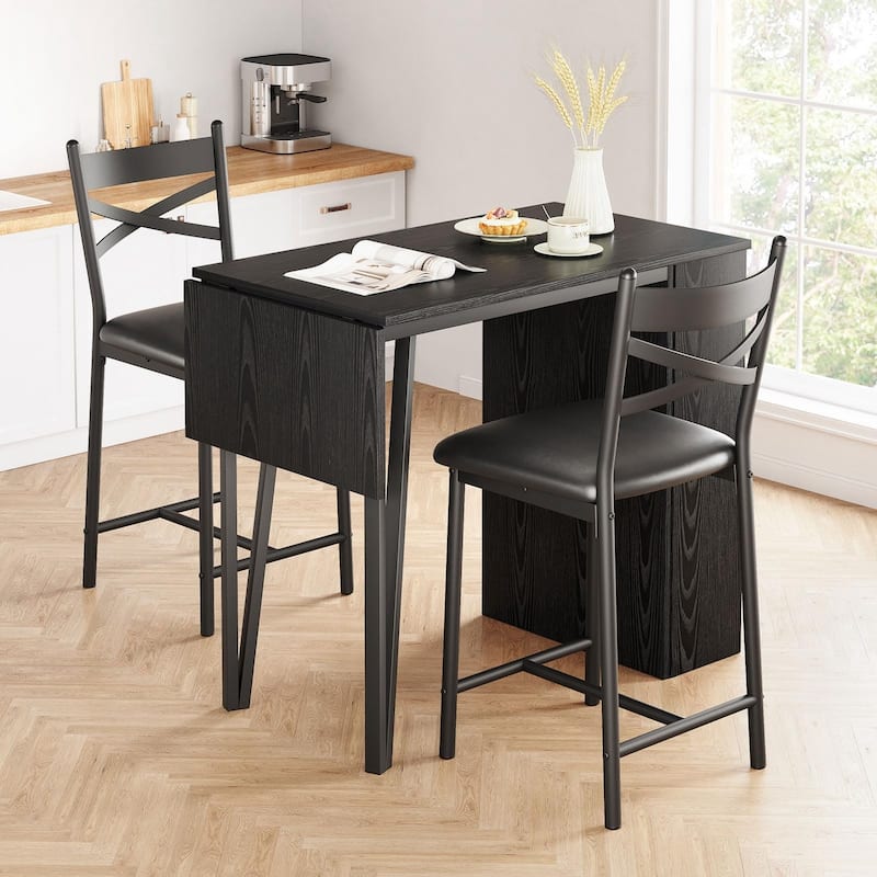 3 Piece Kitchen Table Set with 2 Upholstered Chairs, 1 Dining Table