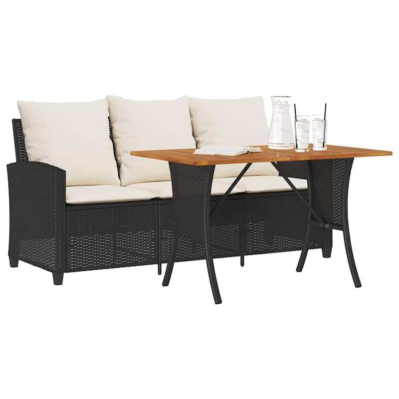 vidaXL Garden Sofa Black and Cream White - Black Cream white
