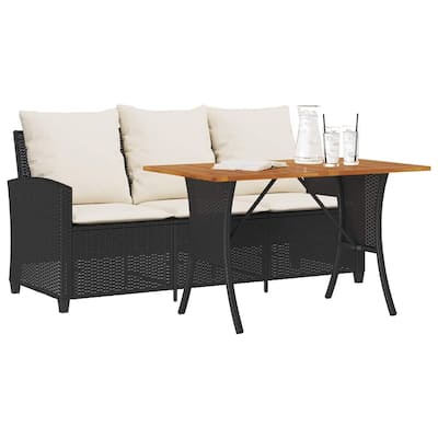 vidaXL Garden Sofa Black and Cream White
