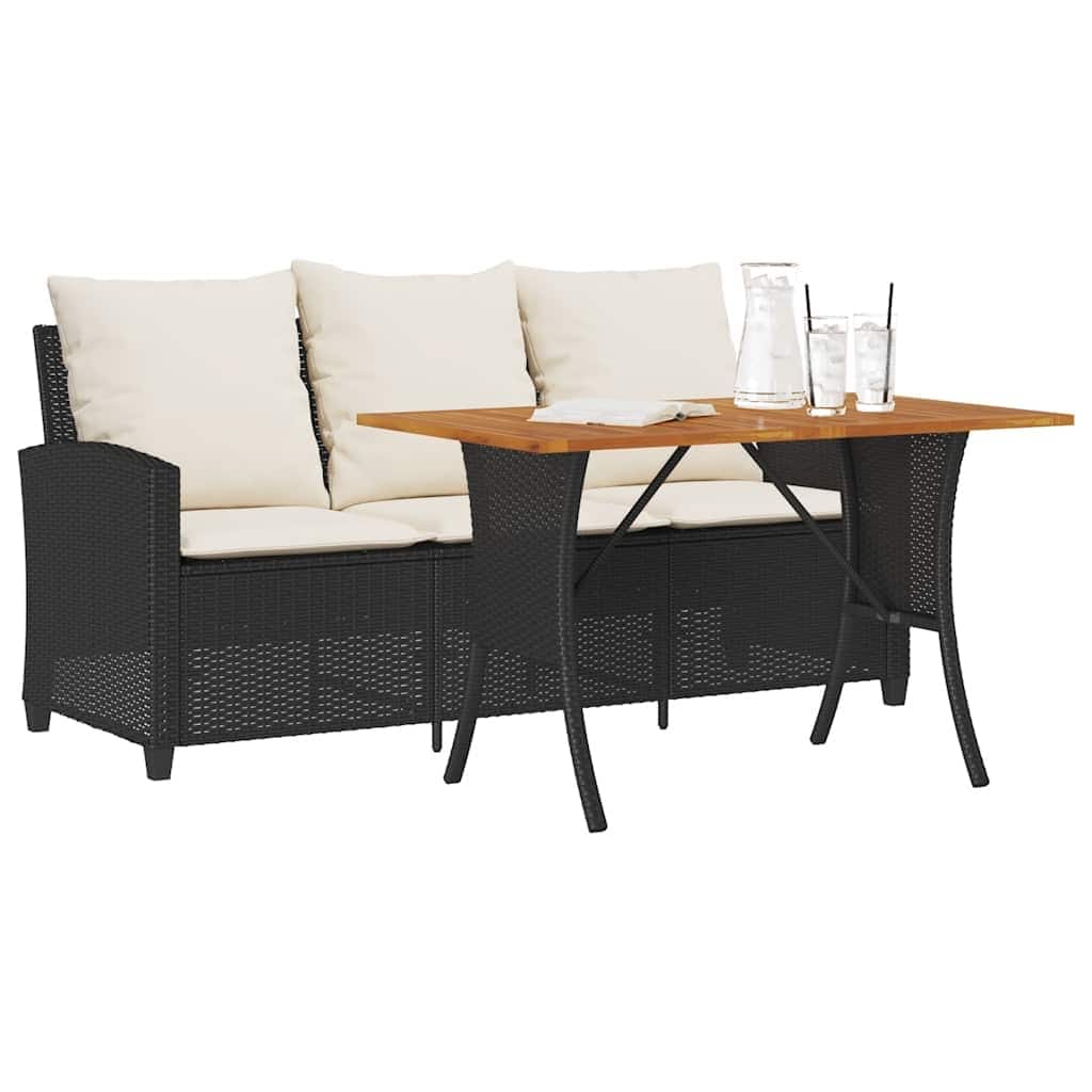 vidaXL Garden Sofa Black and Cream White