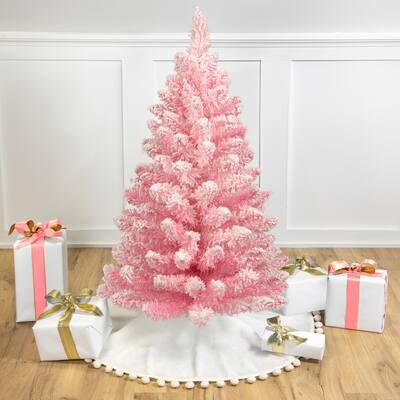 3' Medium Flocked Madeline Pink Spruce Artificial Christmas Tree Unlit