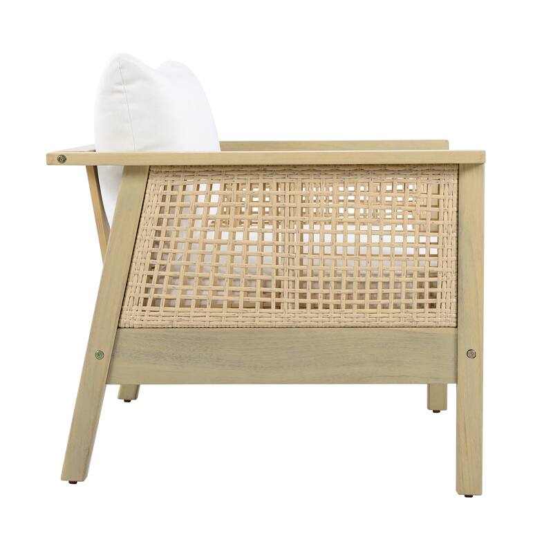 Christopher Knight Home - Solace 4- Piece Solid Wood & PE Wicker Outdoor Patio Conversation Set