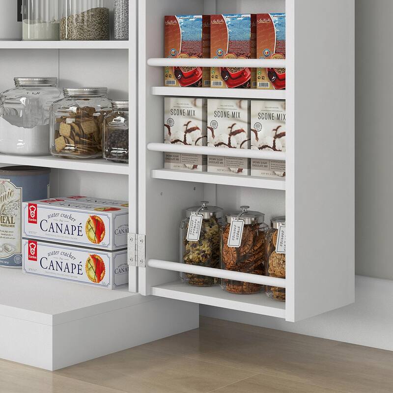 41" Freestanding Kitchen Pantry Storage Cabinet with Double Doors, 5-Tier Shelving, and Adjustable Shelves