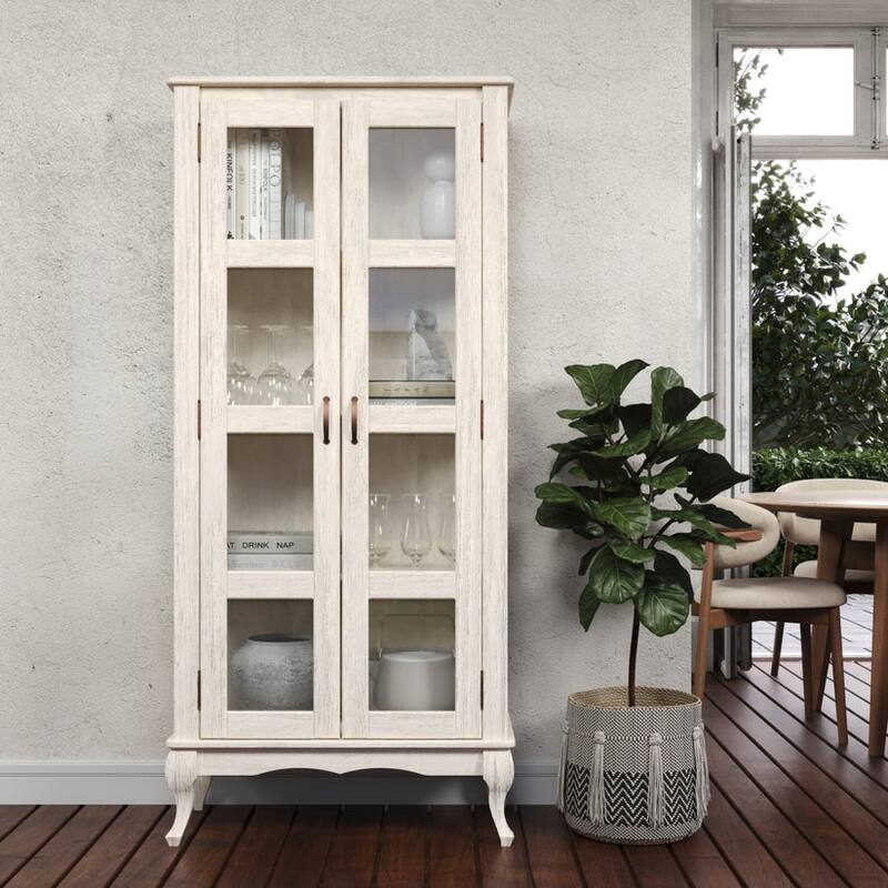 Wood Display Unit White Distressed