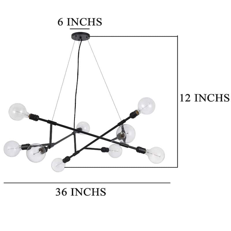 Sena 36 Inch Chandelier, Sputnik Style w Canopy, Charcoal Gray Metal
