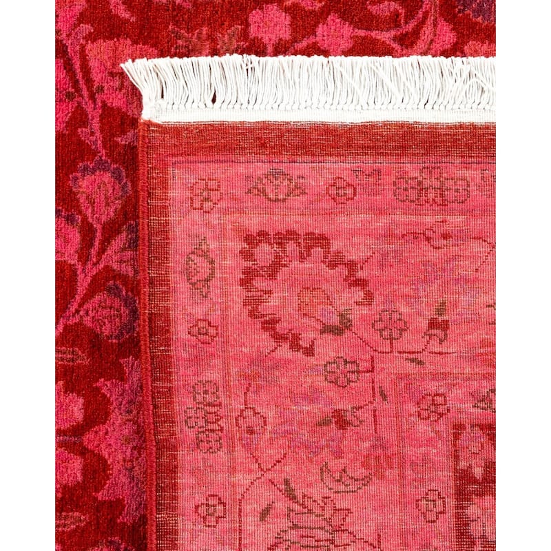 Overton Hand Knotted Wool Vintage Inspired Modern Contemporary Overdyed Pink Area Rug - 4' 2" x 6' 3"