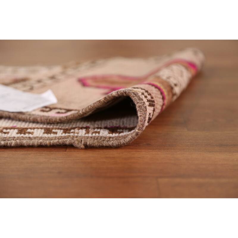 Hand Knotted Oriental 100% Wool Carpet Transitional Tribal Beige & Ivories Anatolian Area Rug - 2' 10'' X 1' 8''