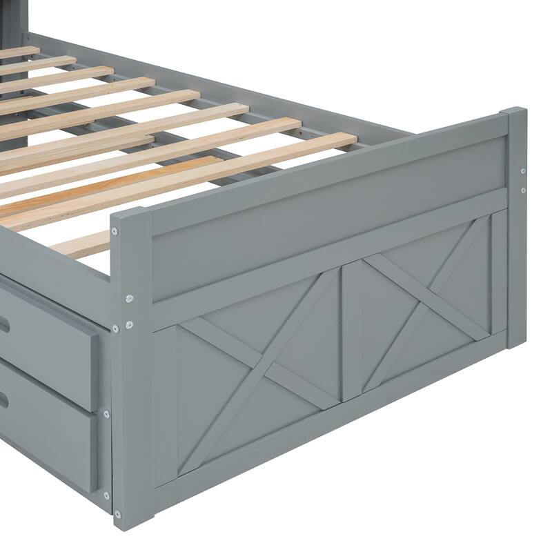 Extendable Bed with Trundle with Three Storage Drawers