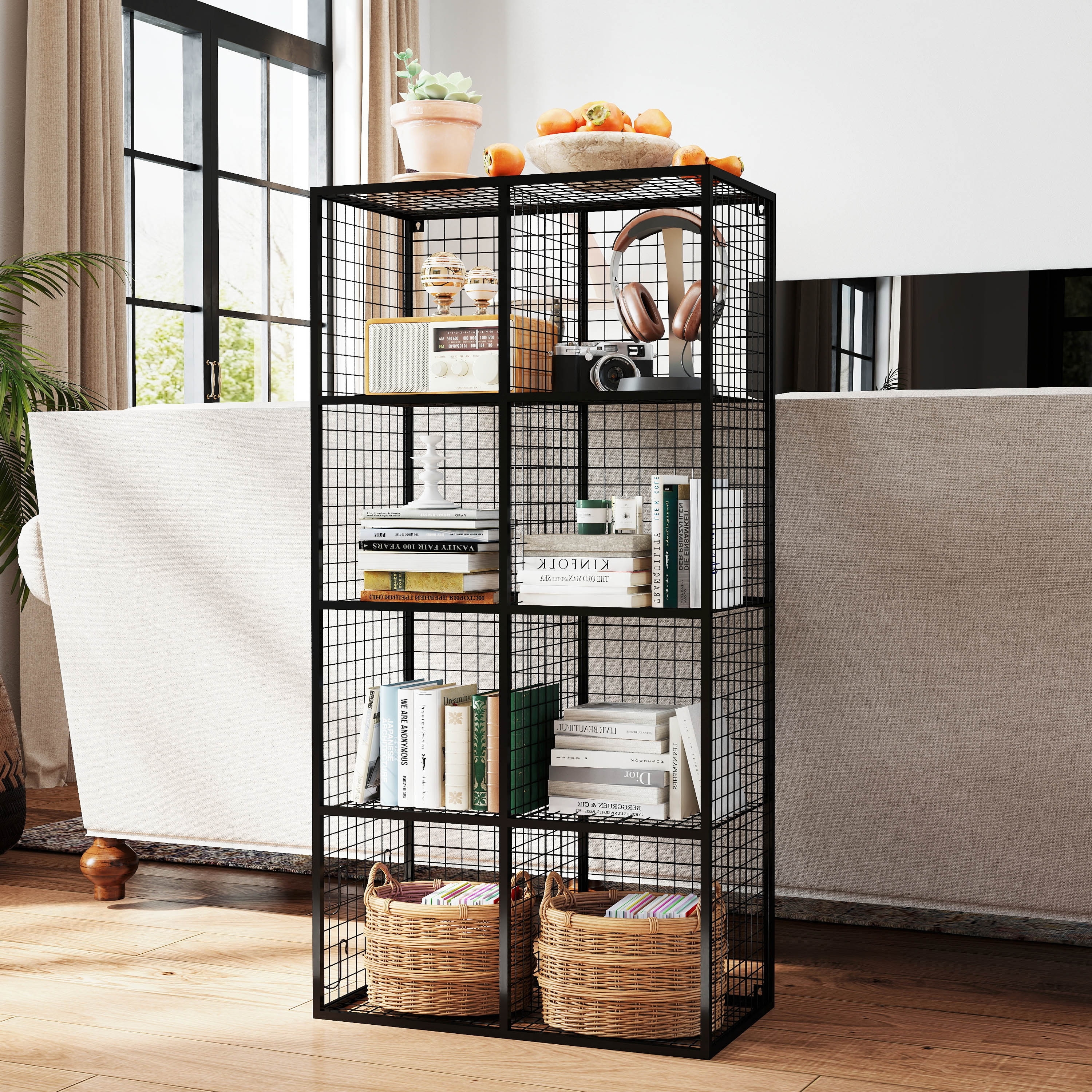 【使い勝手の良い】 Wire H in. 49 Black Storage Storage Metal Cube 8 Cube スチールラック・メタルラック