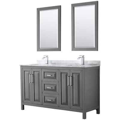 Wyndham Collection Daria 60" Free Standing Double Vanity Set with MDF