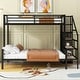 preview thumbnail 3 of 22, Stairway Twin over Full Size Bunk Bed with Open Wardrobe, Metal Bunk Bedframe with Storage Staircase and Guardrails