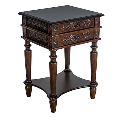 16 in. Brown Rectangle Wood End Table with Storage Drawer for Convenience