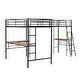 preview thumbnail 15 of 13, Twin Size Metal Loft Bed with Two Built-in Desks, 2 Beds in 1, Black