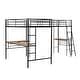 preview thumbnail 13 of 11, Twin Size Metal Loft Bed with Two Built-in Desks, Full-Length Guardrails, Solid Frame, and Easy Assembly, Black