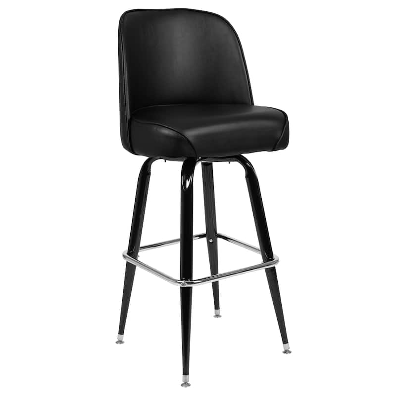 2 Pack Metal Barstool with Swivel Vinyl Upholstered Bucket Seat and Footrest - 18.5"D x 18.5"W x 42.5"H