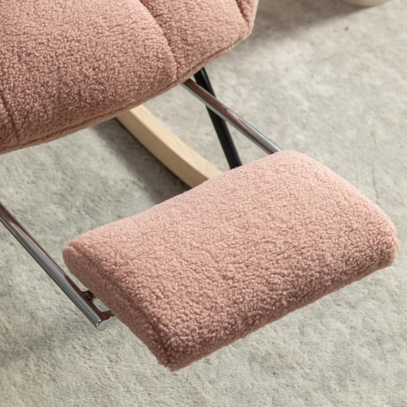 Modern Teddy Fabric Living Room Rocking Chair with Adjustable Footrest