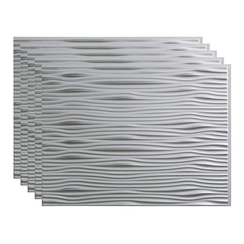 FASÄDE Waves Decorative Vinyl Backsplash Panel - 5 Pack - Argent Silver