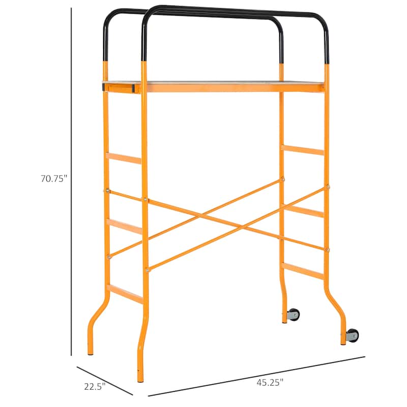 HOMCOM 4-Step Steel Scaffold Organizer Platform 2 Wheels Free Moving for Indoor/Outdoor Decoration