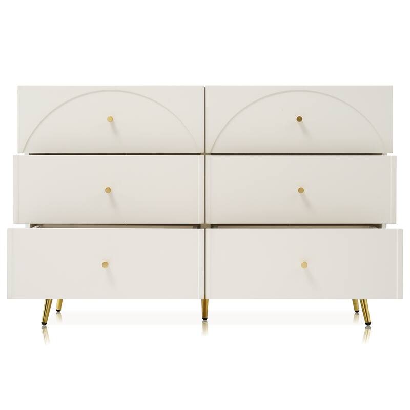 Modern Minimalist Sideboard with 6 Drawers and Rubber Anti-Slip Mats, for Dining Room, Living Room and Kitchen