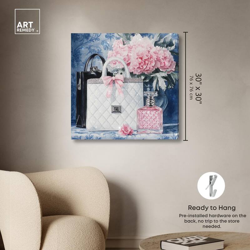 Pink Porcelain Purse and Perfume Canvas by Art Remedy, Gallery Wrapped