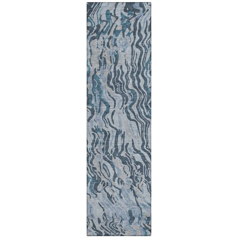 Machine Washable Indoor/ Outdoor Abstract Flow Chantille Rug