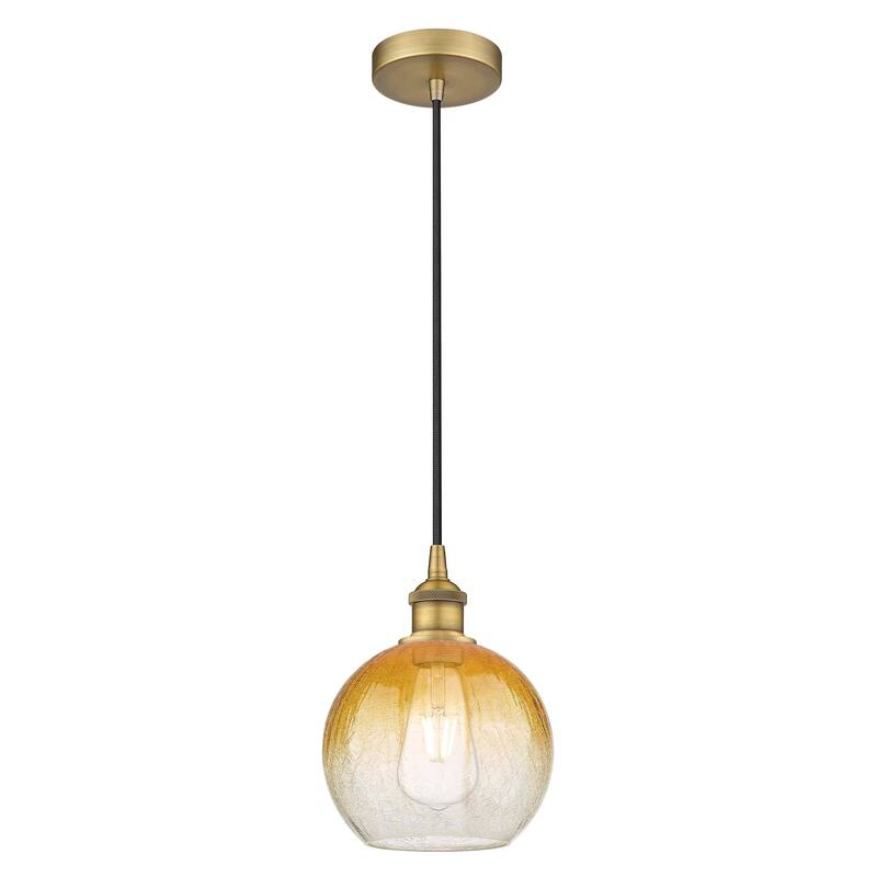 Innovations Lighting Endless Possibilities Edison - Brookhaven Globe - 1 Light 8" Cord Hung Mini Pendant - Brushed Brass/Amber