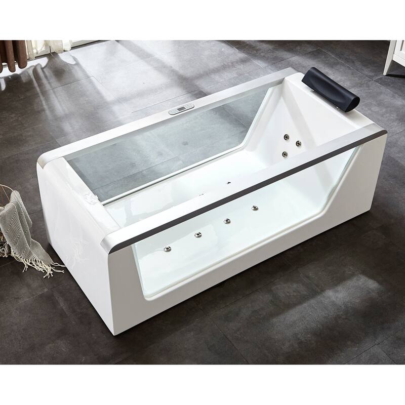 Eago Alfi Trade 59" Free Standing Acrylic Air Tub with Right Drain,