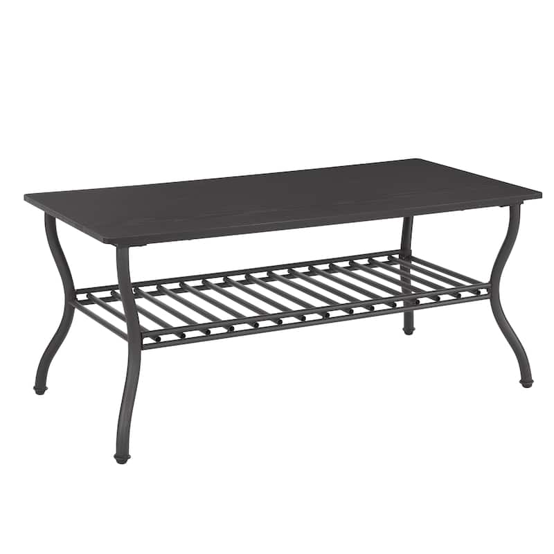 3-Piece Coffee Table Set Rectangle Coffee Table with 2 Square End Side Table Retro Design
