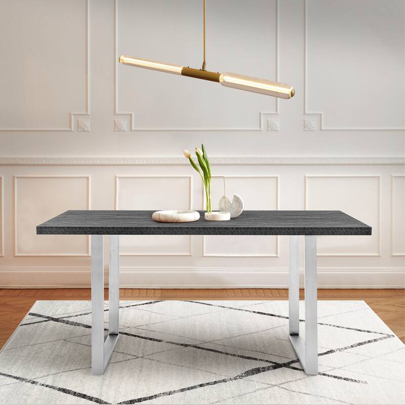 Modern Dining Table - Rectangular Table with Steel Base - Home Kitchen Table - 71