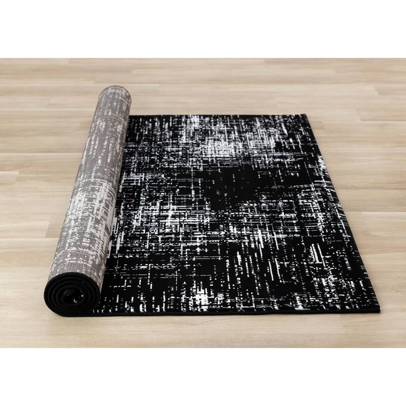 Iceland Collection - Black/White Consellations Area Rug, 5'3" x 7'7"