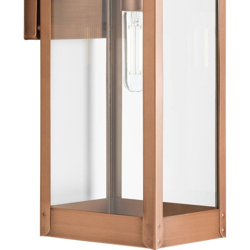 Union Square One-Light Large Antique Copper Urban Industrial Outdoor Wall Lantern - 9.75 in x 8 in x 23.62 in