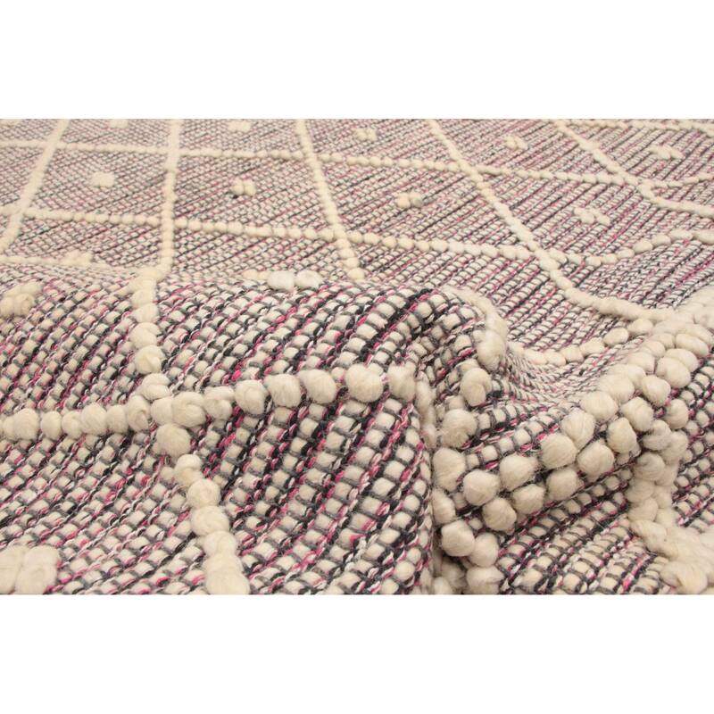 ECARPETGALLERY Braid weave Sienna Pink Wool Rug - 6'1 x 8'11