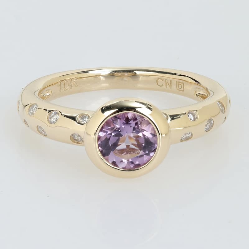 Miadora Gemstone and 1/4ct TDW Diamond Ring in 10k Yellow Gold