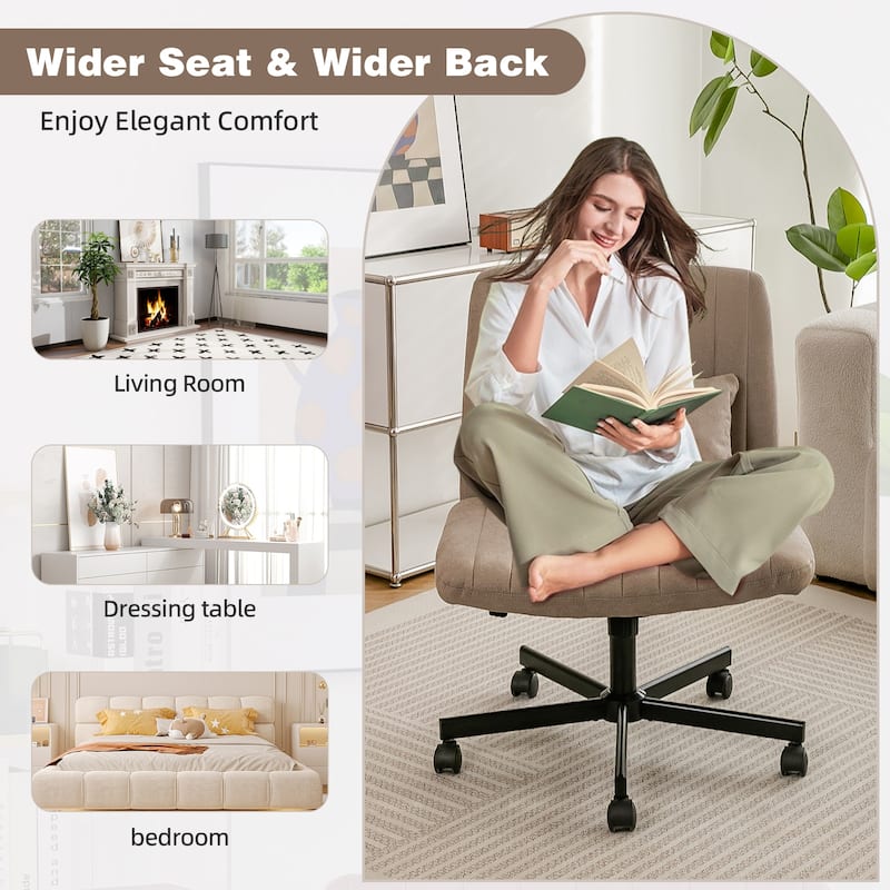 Modern Criss Cross Adjustable Armless Office Chair - Ideal for Home Office, Meditation & Makeup