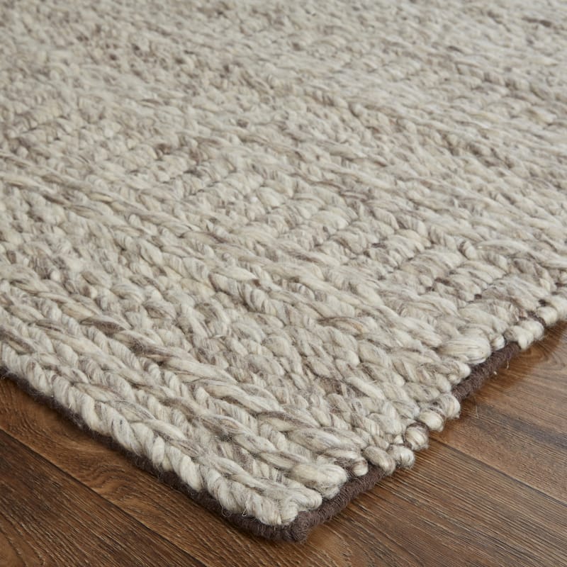 Genet Modern Eco-Friendly Bouclé Rug, Ivory/Warm Gray, Area Rug