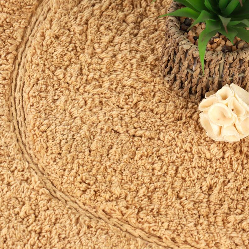 Superior Cotton Non-slip Oval Bath Rug - (Set of 2)